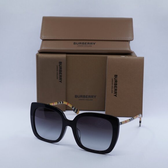Burberry BE4323F 38538G Square Sunglasses - Black/Check Brown/Grey main image 5